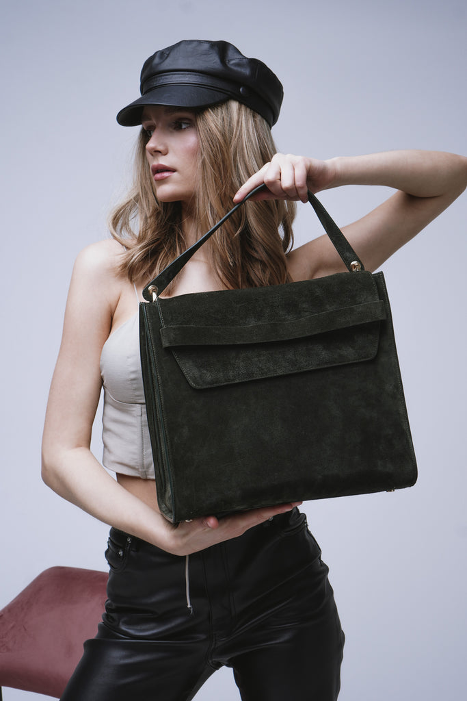 IetpShops Thailand - Urbancode suede small cross body bag with ring detail  in black - 'Nille' shoulder bag Diesel